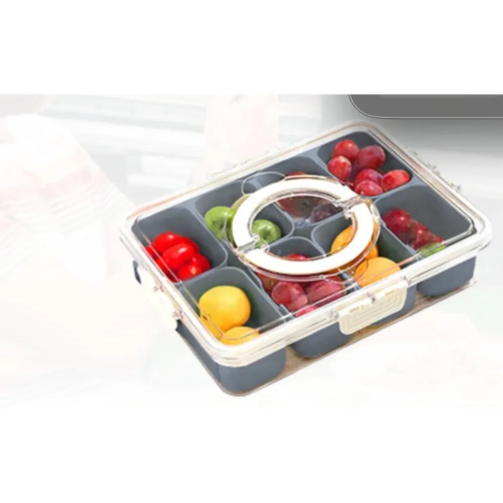 Snackle Box Container 8 Compartment Portable Travel Snack Organizer Lid BPA Free